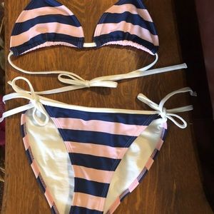 Island Company String Bikini - Navy/Pink Stripe 🌸